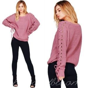 EMMELINE Lace up Sleeve Sweater